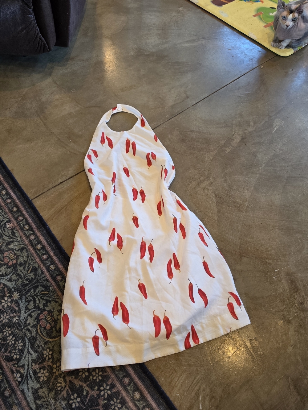 NWT Commense Chili Pepper Halter Neck White Mini Dress Open Back - Picture 2 of 9